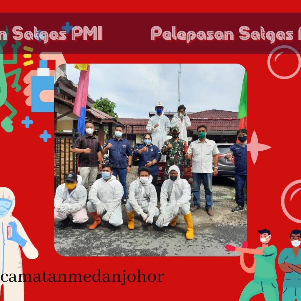 Penyemprotan/Pensterilisasian Lingkungan yang diisolasi oleh Satgas PMI Kota Medan